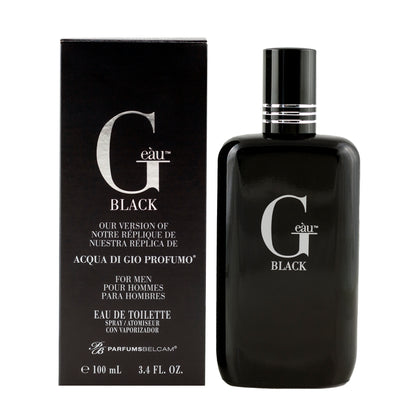 Parfums Belcam Geàu Black for Men Eau De Toilette Spray, 3.4 fl oz