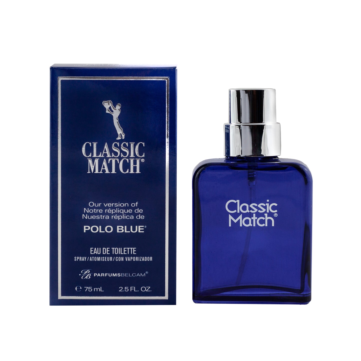 Classic Match, version of Polo Blue*, by PB ParfumsBelcam, Eau de Toilette Spray for Men, 2.5 oz